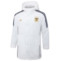 24-25 Argentina White Hooded Windbreaker Fabric Cotton Coat #G183(金标)