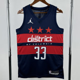 24-25 Wizards KUZMA #33 Royal Blue Top Quality Hot Pressing NBA Jersey (Trapeze Edition)飞人版
