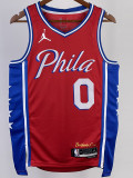 22-23 76ERS MAXEY #0 Red Top Quality Hot Pressing NBA Jersey (Trapeze Edition) 飞人版