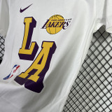 T133 Lakers White 75th Anniversary High Quality Casual T-Shirt