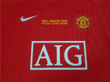 2007-2008 Man Utd home Red long sleeve Retro soccer jersey (长袖)(带胸前决赛字)