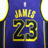 22-23 LAKERS JAMES #23 Purple Top Quality Hot Pressing NBA Jersey (Trapeze Edition)