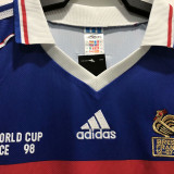 1998 France Home Long Sleeve Retro Soccer Jersey (长袖)(右胸带小字)