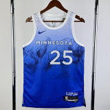 23-24 Timberwolves ROSE #25 Blue City Edition Top Quality Hot Pressing NBA Jersey