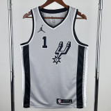 20-21 SA Spurs WEMBANYAMA #1 Grey Top Quality Hot Pressing NBA Jersey (Trapeze Edition) 飞人版