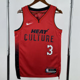 24-25 HEAT WADE #3 Red City Edition Top Quality Hot Pressing NBA Jersey (V领）
