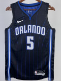22-23 Magic BANCHERO #5 Black Top Quality Hot Pressing NBA Jersey（黑色条纹）