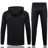 24-25 Germany Black Hoodie Half Pull Tracksuit #F595半拉连帽