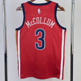22-23 Pelicans McCOLLUM #3 Red Top Quality Hot Pressing NBA Jersey (Trapeze Edition) 飞人版
