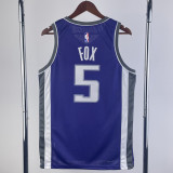 23-24 KINGS FOX #5 Purple Away Top Quality Hot Pressing NBA Jersey(V领）