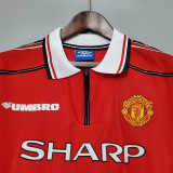 1998 Man Utd Home Long Sleeve Retro Soccer Jersey (长袖)