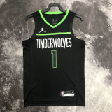 22-23 TIMBERWOLVES EDWARDS #1 Black Top Quality Hot Pressing NBA Jersey (Trapeze Edition)