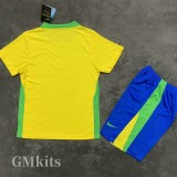 25-26 Brazil W Home Kids Soccer Jersey