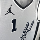 20-21 SA Spurs WEMBANYAMA #1 Grey Top Quality Hot Pressing NBA Jersey (Trapeze Edition) 飞人版