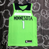 Timberwolves EDWARDS #1 Fluorescent Green Top Quality Hot Pressing NBA Jersey