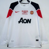 2010-2011 Man Utd Away White Long sleeve Retro soccer jersey (长袖) 欧冠版
