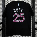 T161 Timberwolves ROSE #25 Black High Quality Casual T-Shirt