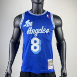 1996-97 LAKERS BRYANT #8 Blue Retro Top Quality Hot Pressing NBA Jersey(圆领）