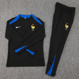 24-25 France Black Kids Half Pull Tracksuit (童装)(半拉链)