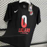 T187 Trail Blazers LILLARD #0 Black High Quality Casual T-Shirt