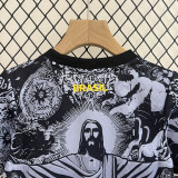 24-25 Brazil Black Grey Special Edition Kids Soccer Jersey *耶稣灰黑