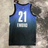 2023 ALL STAR EMBIID #21 Blue Top Quality Hot Pressing NBA Jersey (全明星)