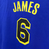 T182 Lakers Jordan JAMES #6 Blue High Quality Casual T-Shirt