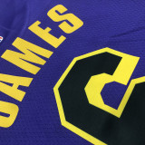 22-23 LAKERS JAMES #6 Purple Top Quality Hot Pressing NBA Jersey (Trapeze Edition)