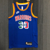 Warriors CURRY #30 'Mexico' Blue 75th Anniversary Retro Top Quality Hot Pressing NBA Jersey