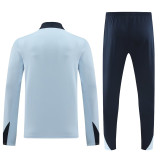 24-25 France Light blue Kids Half Pull Tracksuit (童装)(半拉链)