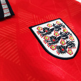 1990 England Away Red Retro Soccer Jersey