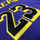22-23 LAKERS JAMES #23 Purple Top Quality Hot Pressing NBA Jersey (Trapeze Edition)
