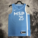 2019-20 Timberwolves ROSE #25 Sky Blue Retro Top Quality Hot Pressing NBA Jersey