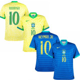 25-26 Brazil W Away Long Sleeve Player Version Soccer Jersey (长袖球员)(带星)