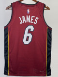22-23 HEAT JAMES #6 Red Top Quality Hot Pressing NBA Jersey (Trapeze Edition) 飞人版