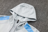 24-25 PSG Light gray Hoodie Half Pull Tracksuit #F585半拉连帽