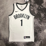 NETS BRIDGES #1 White Top Quality Hot Pressing NBA Jersey (V领)