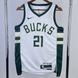 22-23 BUCKS HOLIDAY #21 Home White Top Quality Hot Pressing NBA Jersey(V领)