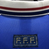 1998 France Home Long Sleeve Retro Soccer Jersey (长袖)(右胸带小字)