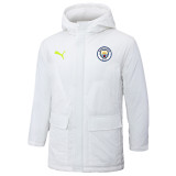 24-25 Man City White Hooded Windbreaker Fabric Cotton Coat #G240(绿彪标)