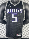 22-23 Kings FOX #5 Black Top Quality Hot Pressing NBA Jersey (Trapeze Edition)飞人版