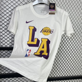 T133 Lakers White 75th Anniversary High Quality Casual T-Shirt