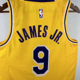 22-23 Lakers JAMES JR. #9 Yellow Top Quality Hot Pressing NBA Jersey(圆领)