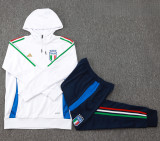 24-25 Italy White Hoodie Half Pull Tracksuit #F596半拉连帽