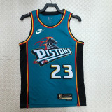 22-23 Pistons IVEY #23 Blue Top Quality Hot Pressing NBA Jersey (Retro Logo)