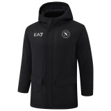 24-25 Napoli Black Hooded Windbreaker Fabric Cotton Coat #G237
