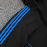 24-25 Cruzeiro Black Hooded Windbreaker Fabric Cotton Coat #G215