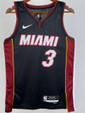 22-23 HEAT WADE #3 Black Top Quality Hot Pressing NBA Jersey (V领）