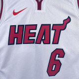22-23 HEAT JAMES #6 White Top Quality Hot Pressing NBA Jersey (V领）