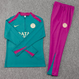 24-25 PSG Dark green Kids Half Pull Tracksuit (童装)(半拉链)